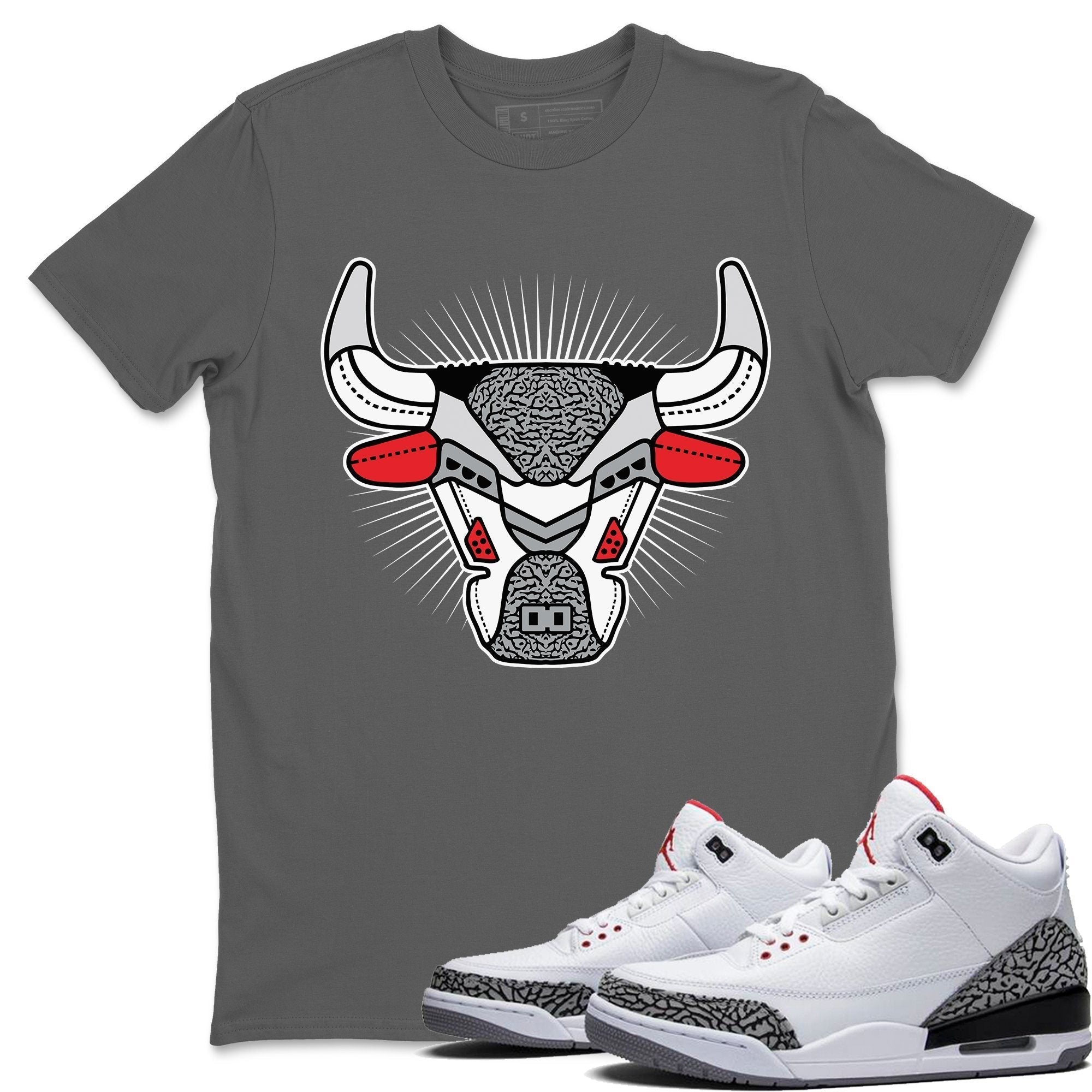 AJ3 Bull Head Unisex Tops - Air Jordan 3 White Cement