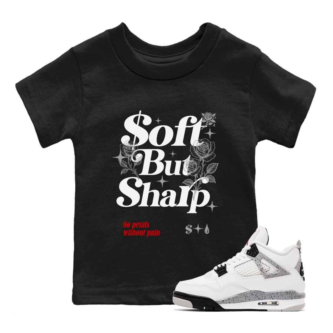 Soft But Sharp snkmatch Tees Kids - Air Jordan 4 White Cement