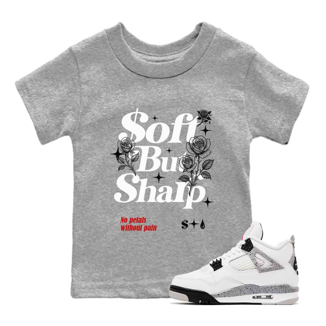 Soft But Sharp snkmatch Tees Kids - Air Jordan 4 White Cement