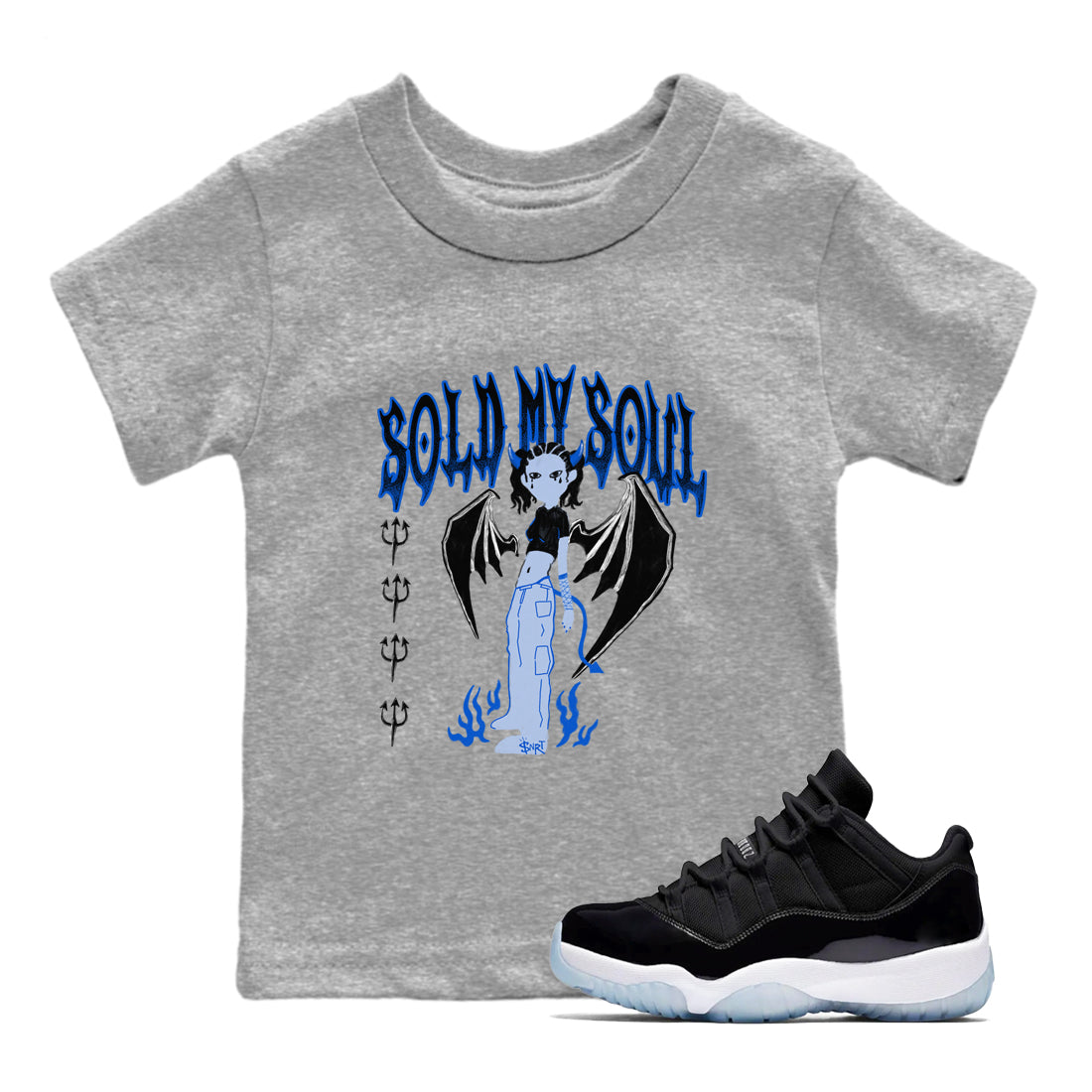 Sold My Soul snkmatch Tees Kids - Air Jordan 11 Black and Varsity Royal