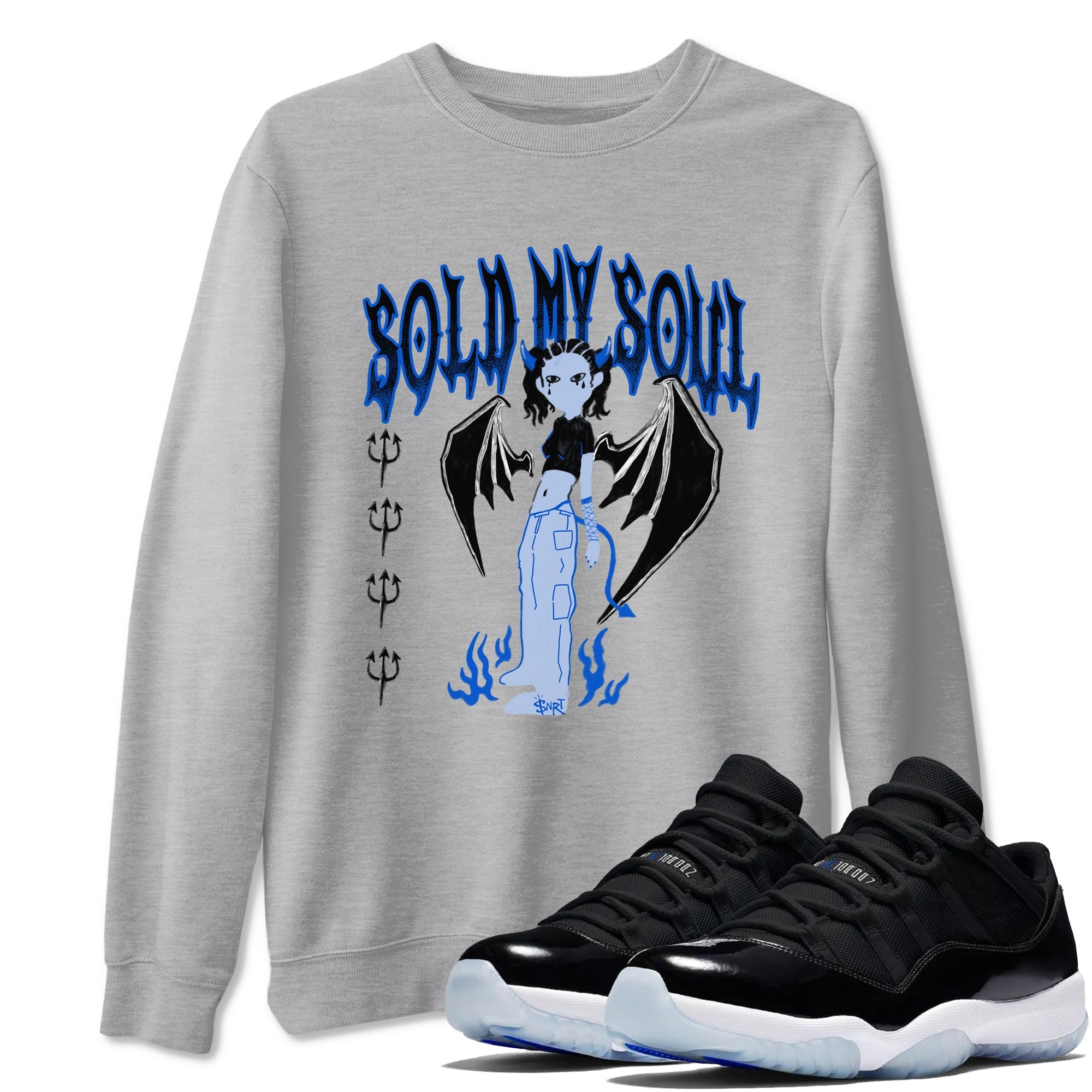 Sold My Soul snkmatch Tees - Air Jordan 11 Black and Varsity Royal