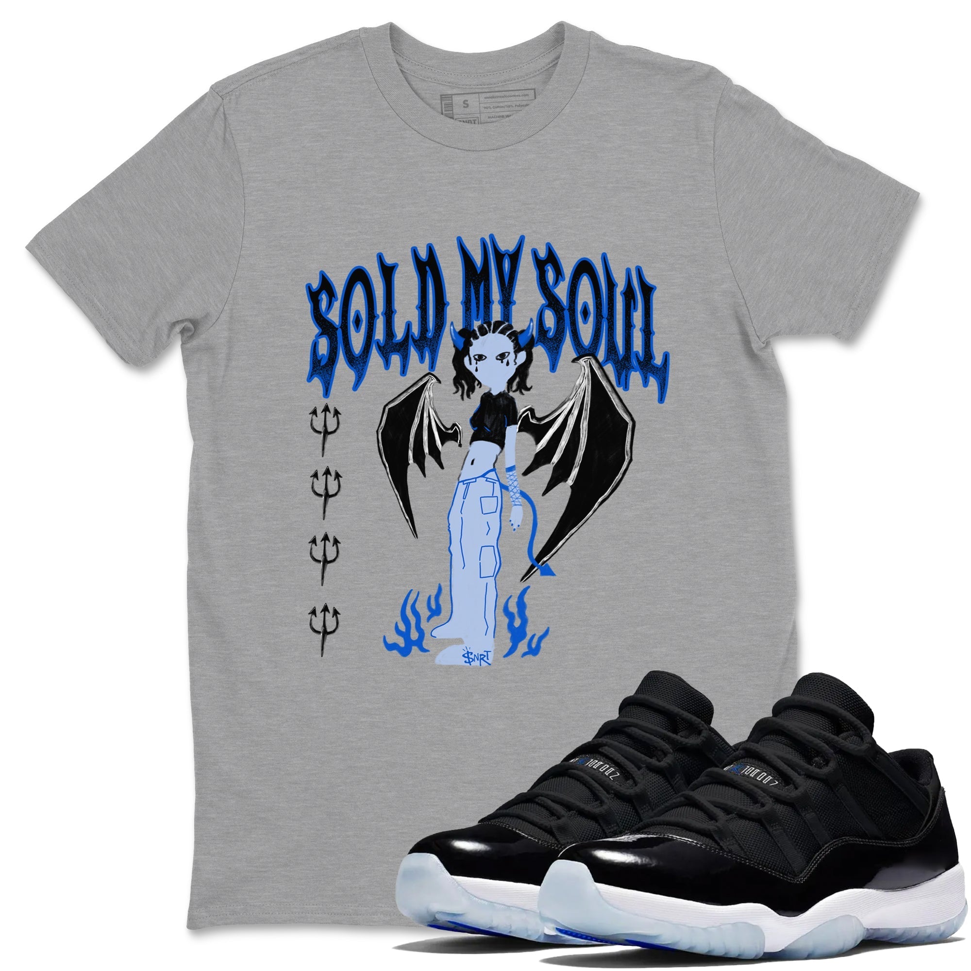 Sold My Soul snkmatch Tees - Air Jordan 11 Black and Varsity Royal
