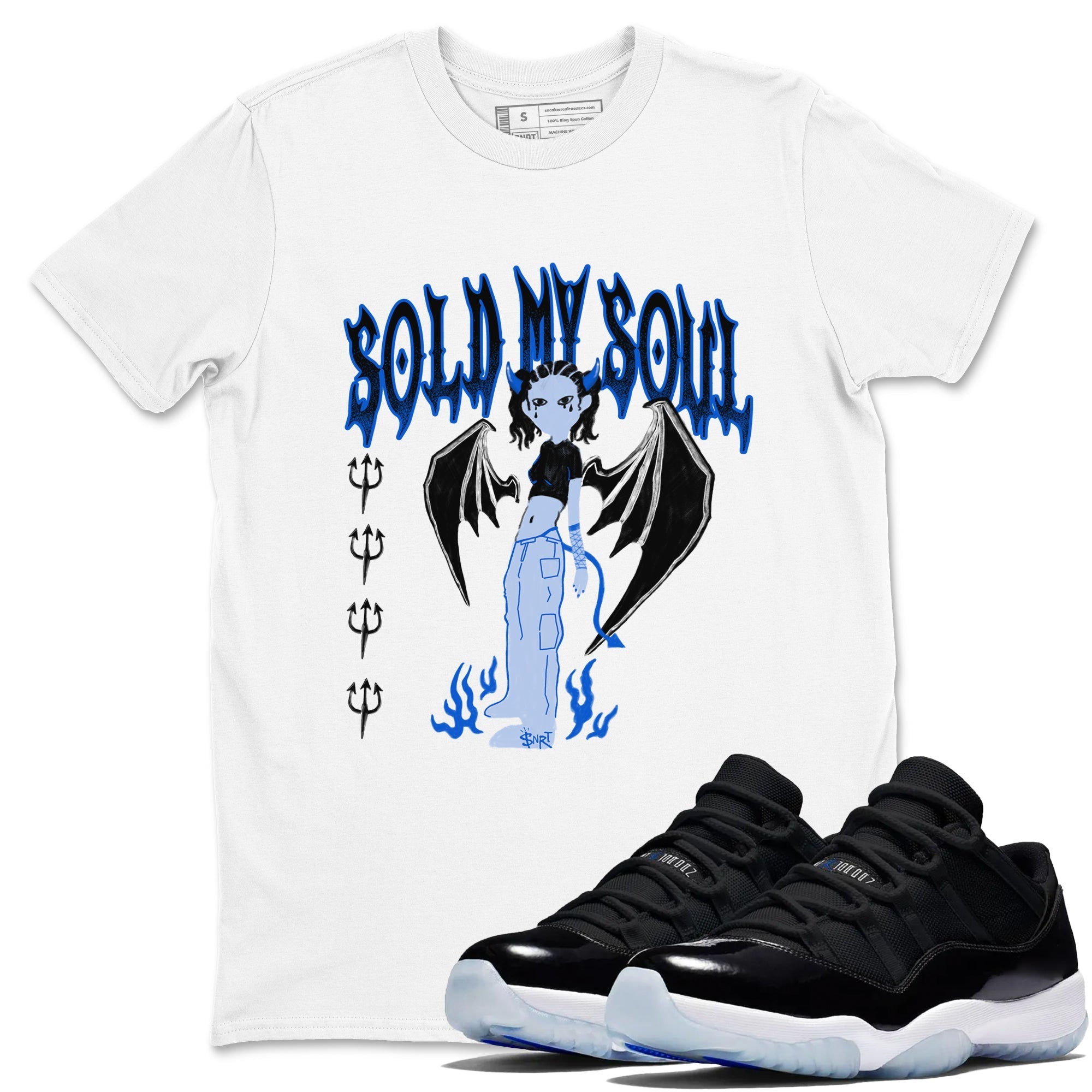 Sold My Soul snkmatch Tees - Air Jordan 11 Black and Varsity Royal