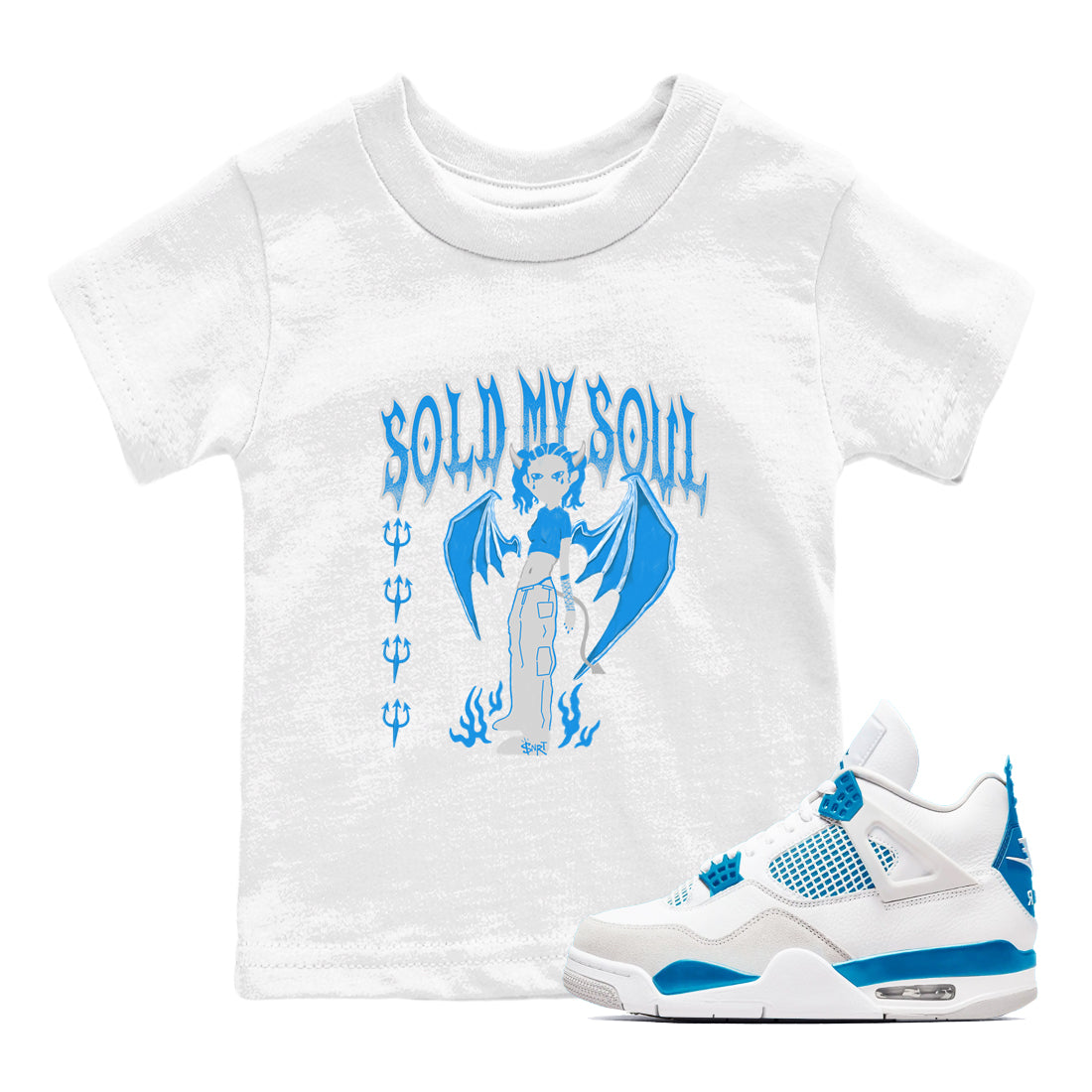 Sold My Soul snkmatch Tees Kids - Air Jordan 4 Military Blue