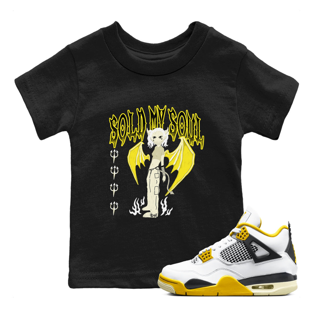 Sold My Soul snkmatch Tees Kids - Air Jordan 4 Vivid Sulfur