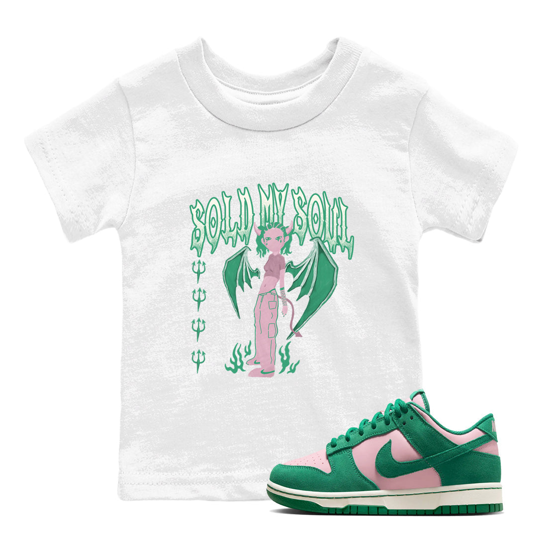 Sold My Soul snkmatch Tees Kids - Dunk Medium Soft Pink Malachite