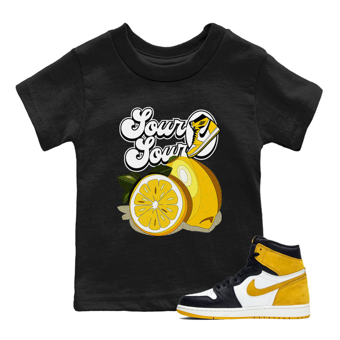 Sour And Sour snkmatch Tees Kids - Air Jordan 1 Yellow Ochre