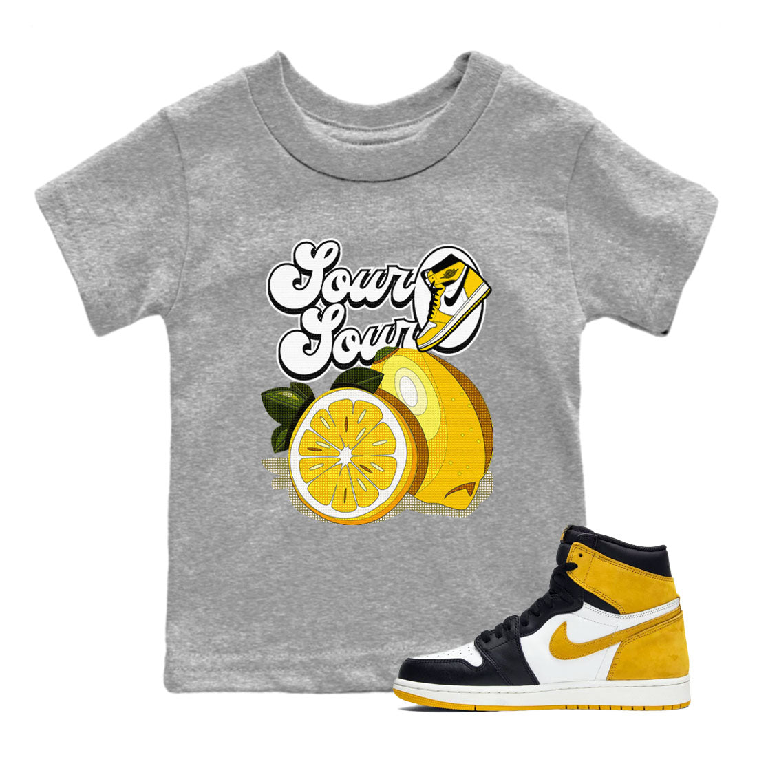 Sour And Sour snkmatch Tees Kids - Air Jordan 1 Yellow Ochre