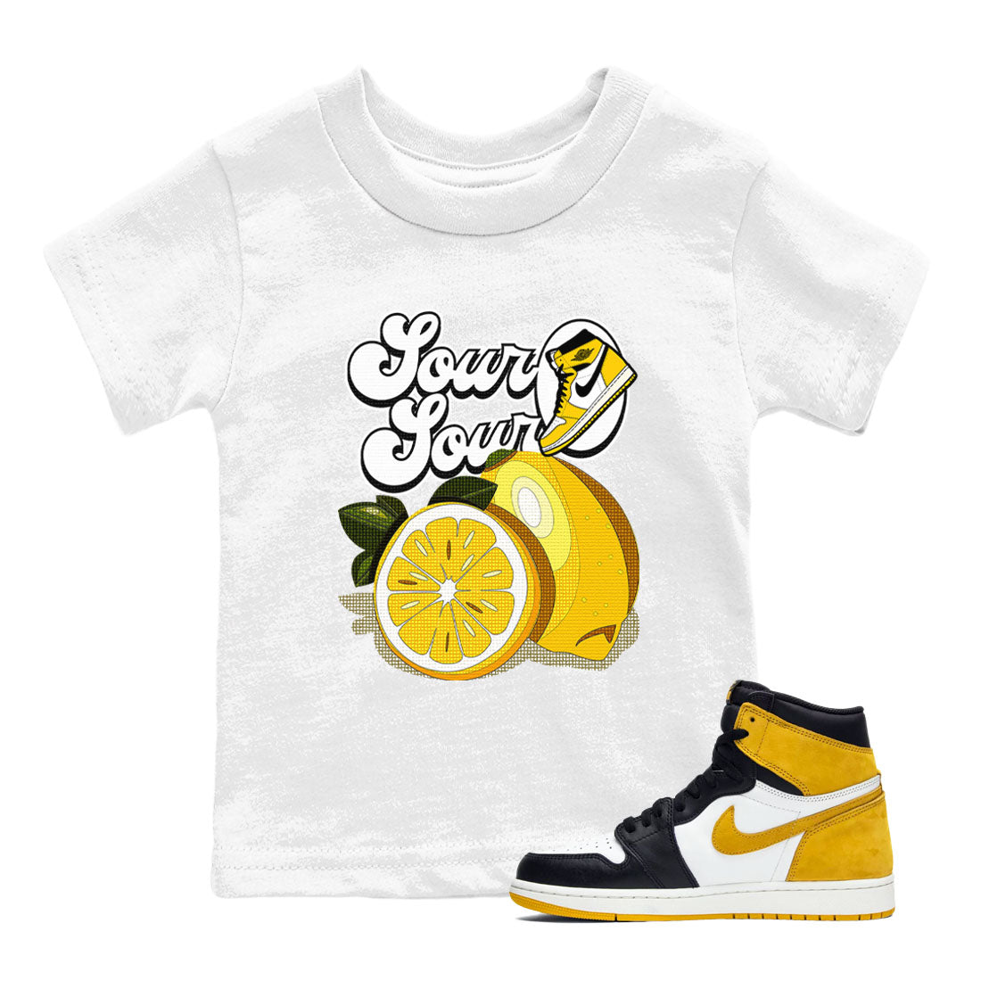 Sour And Sour snkmatch Tees Kids - Air Jordan 1 Yellow Ochre