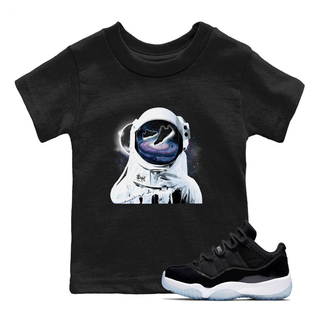 Space Discovery snkmatch Tees Kids - Air Jordan 11 Black and Varsity Royal