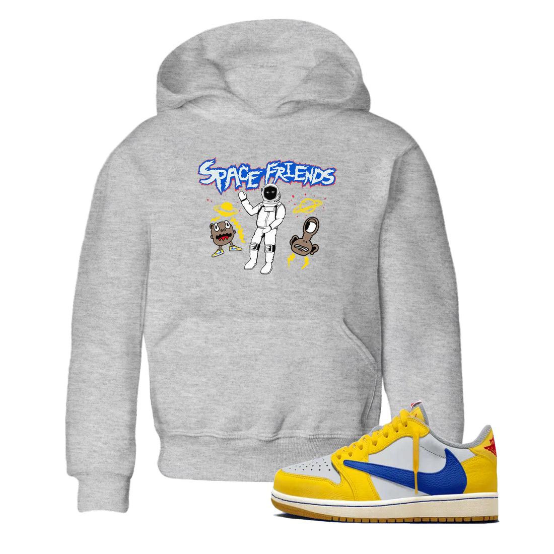 Space Friends snkmatch Tees Kids - Air Jordan 1 Travis Scott Canary