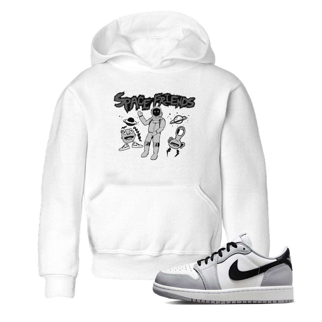 Space Friends snkmatch Tees Kids - Air Jordan 1 Wolf Grey