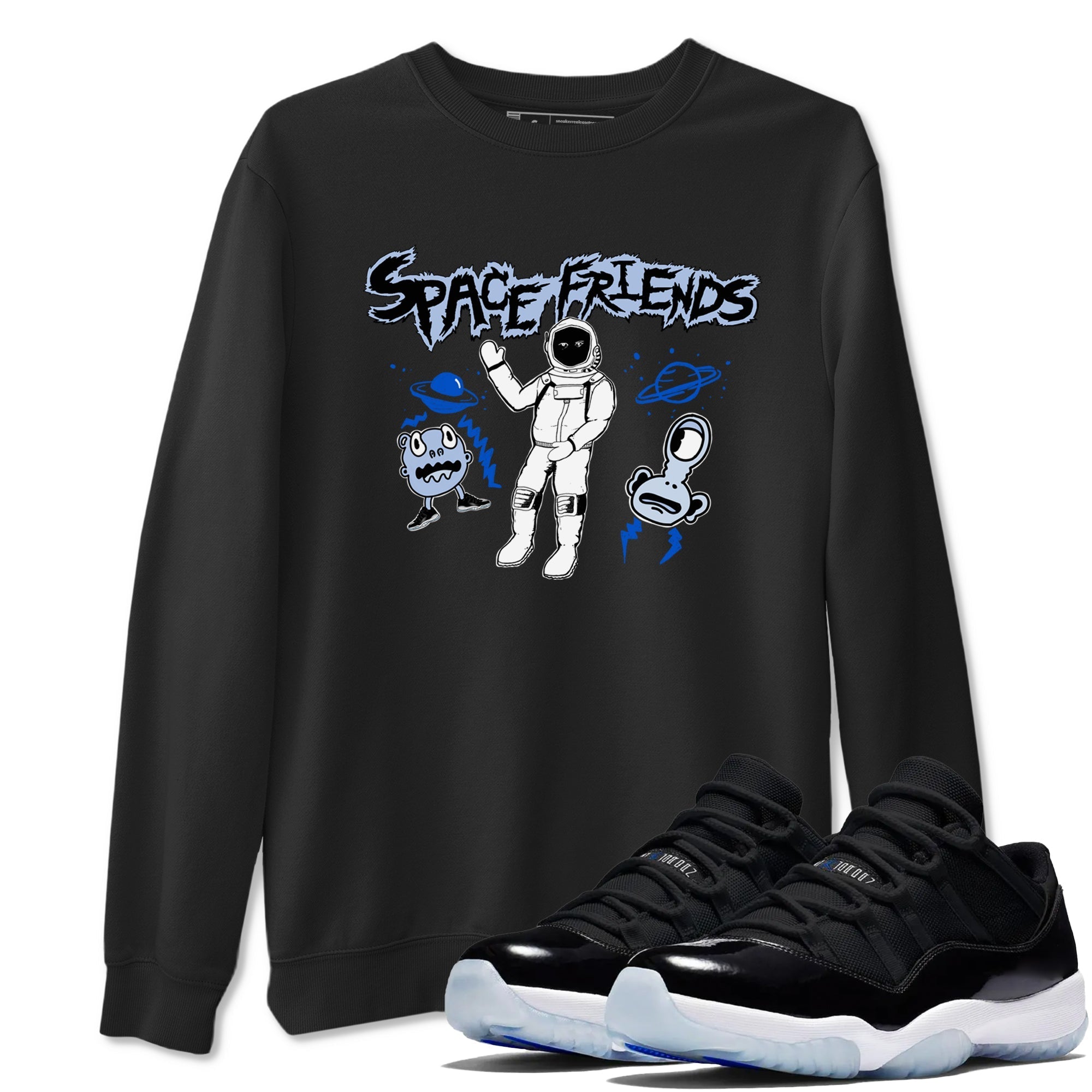 Space Friends snkmatch Tees - Air Jordan 11 Black and Varsity Royal
