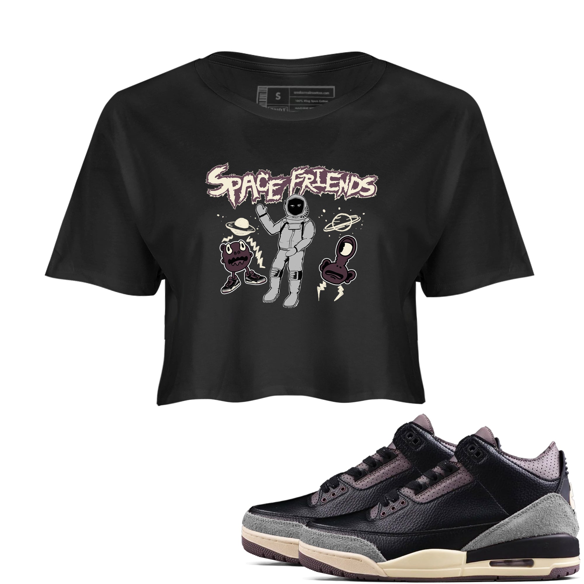 Space Friends snkmatch Women's Top - Air Jordan 3 A Ma Maniere x Black