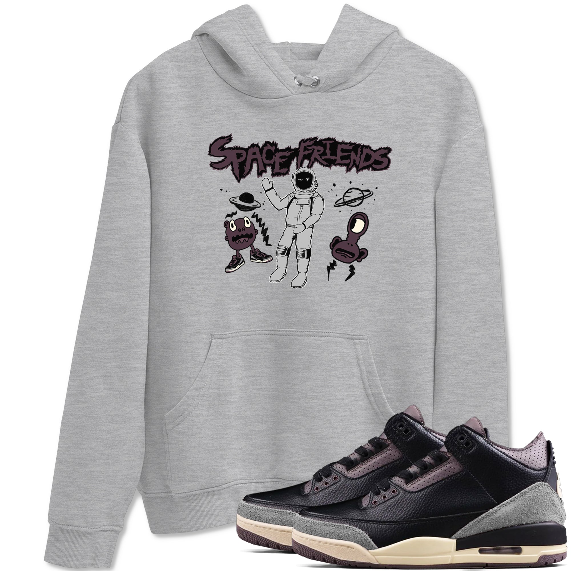 Space Friends snkmatch Tees - Air Jordan 3 A Ma Maniere x Black