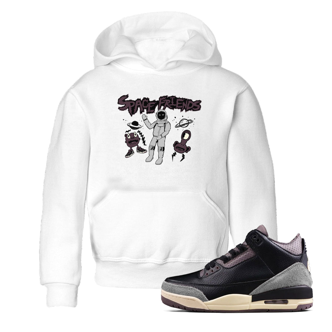 Space Friends snkmatch Tees Kids - Air Jordan 3 A Ma Maniere x Black