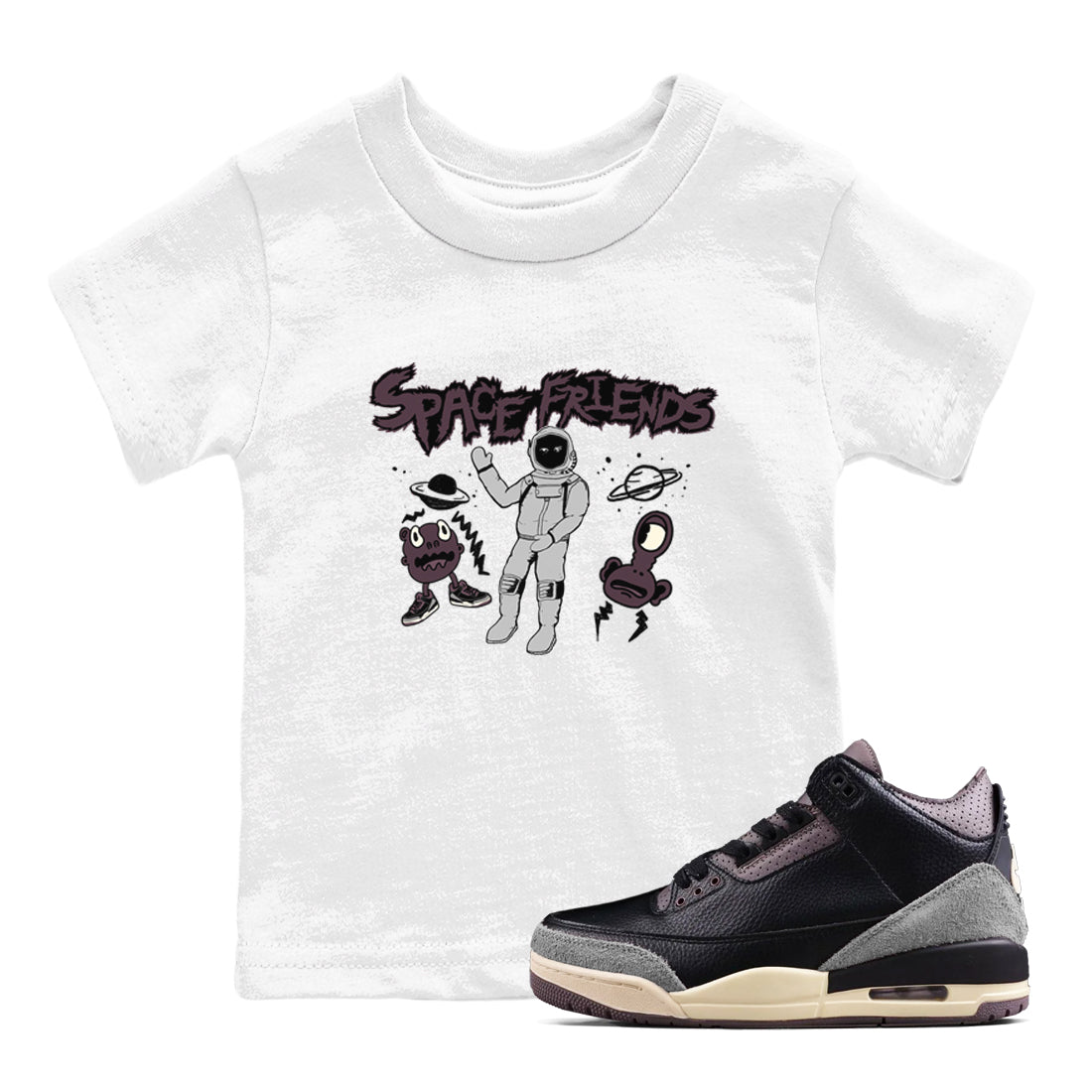 Space Friends snkmatch Tees Kids - Air Jordan 3 A Ma Maniere x Black