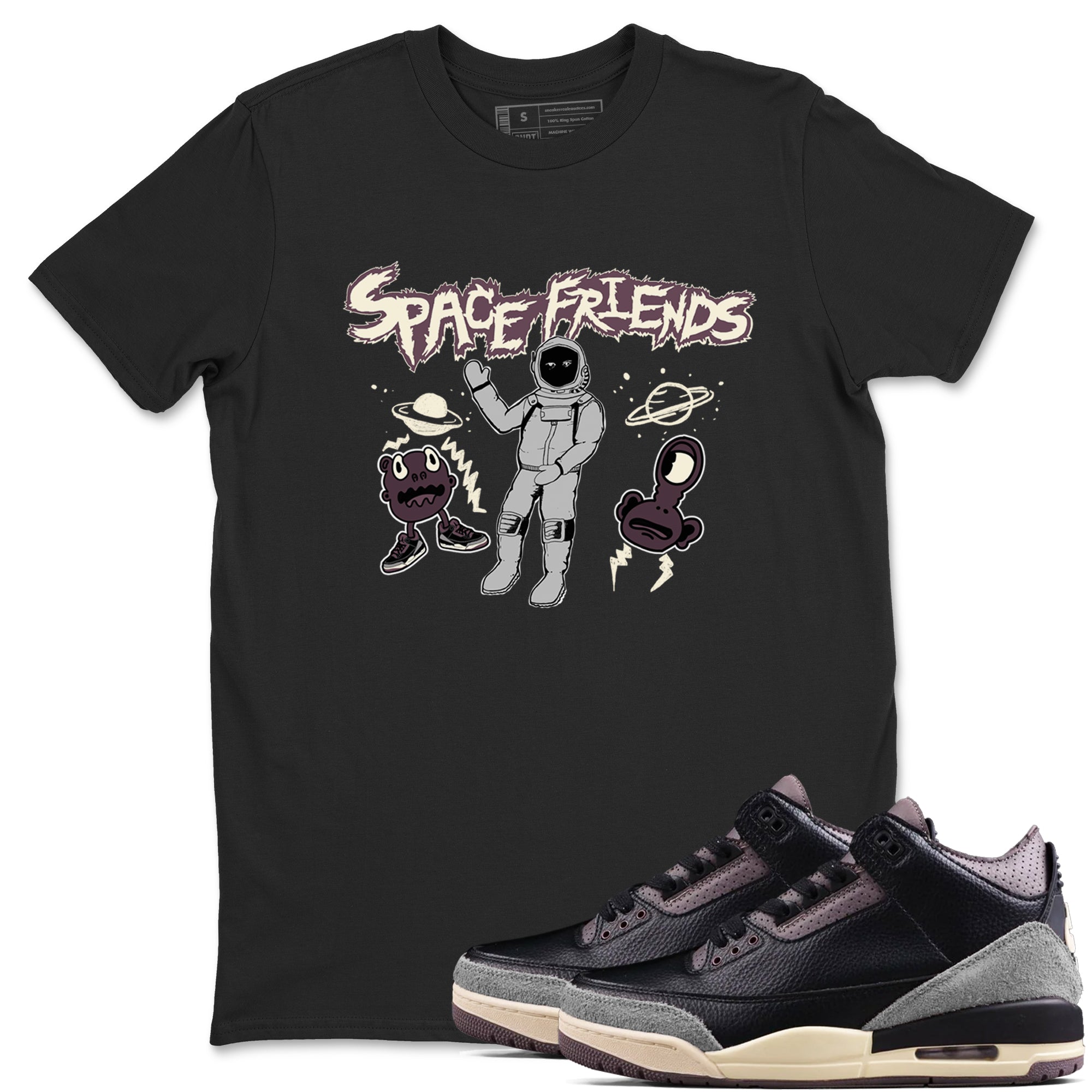 Space Friends snkmatch Tees - Air Jordan 3 A Ma Maniere x Black
