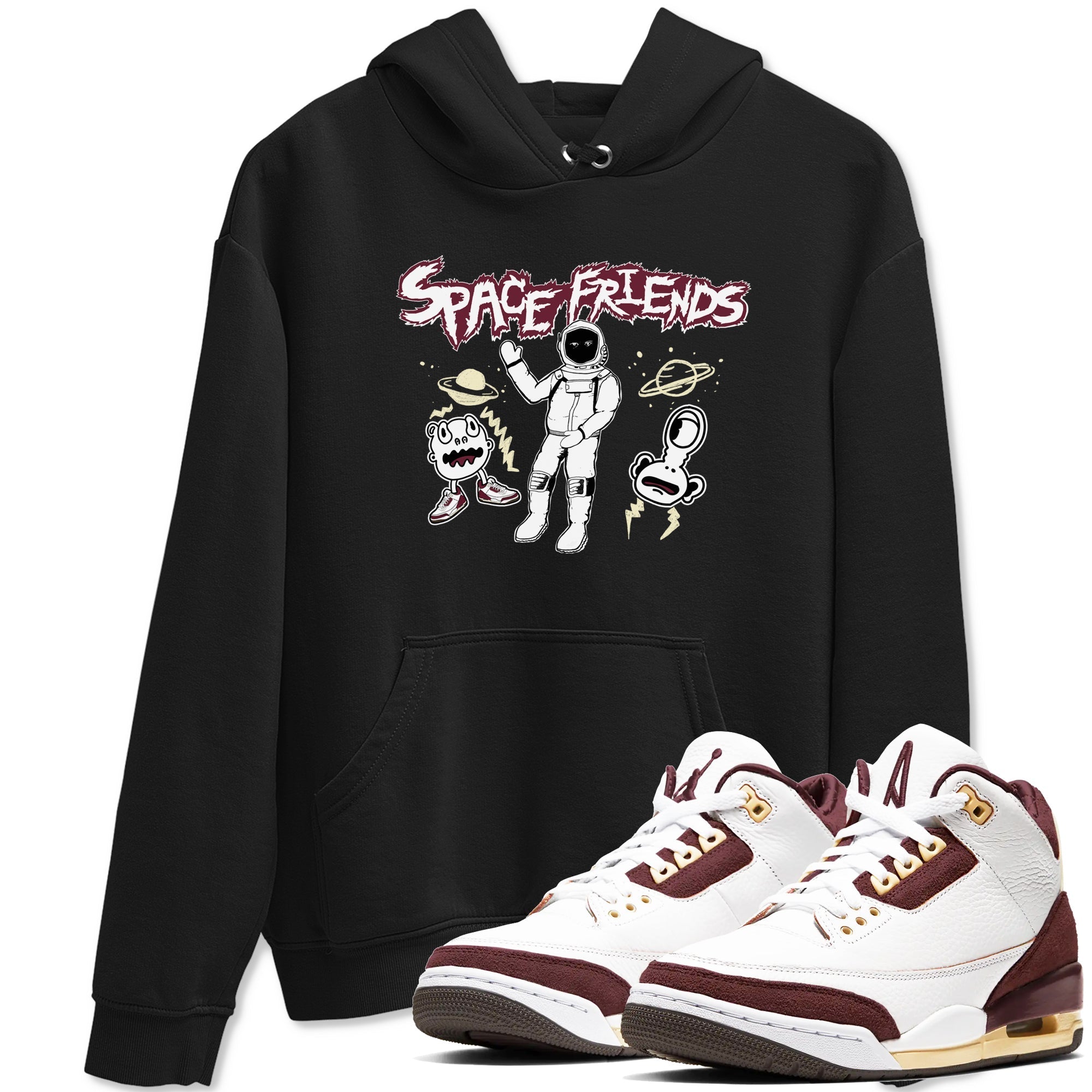 Space Friends snkmatch Tees - Air Jordan 3 A Ma Maniere x Burgundy Crush