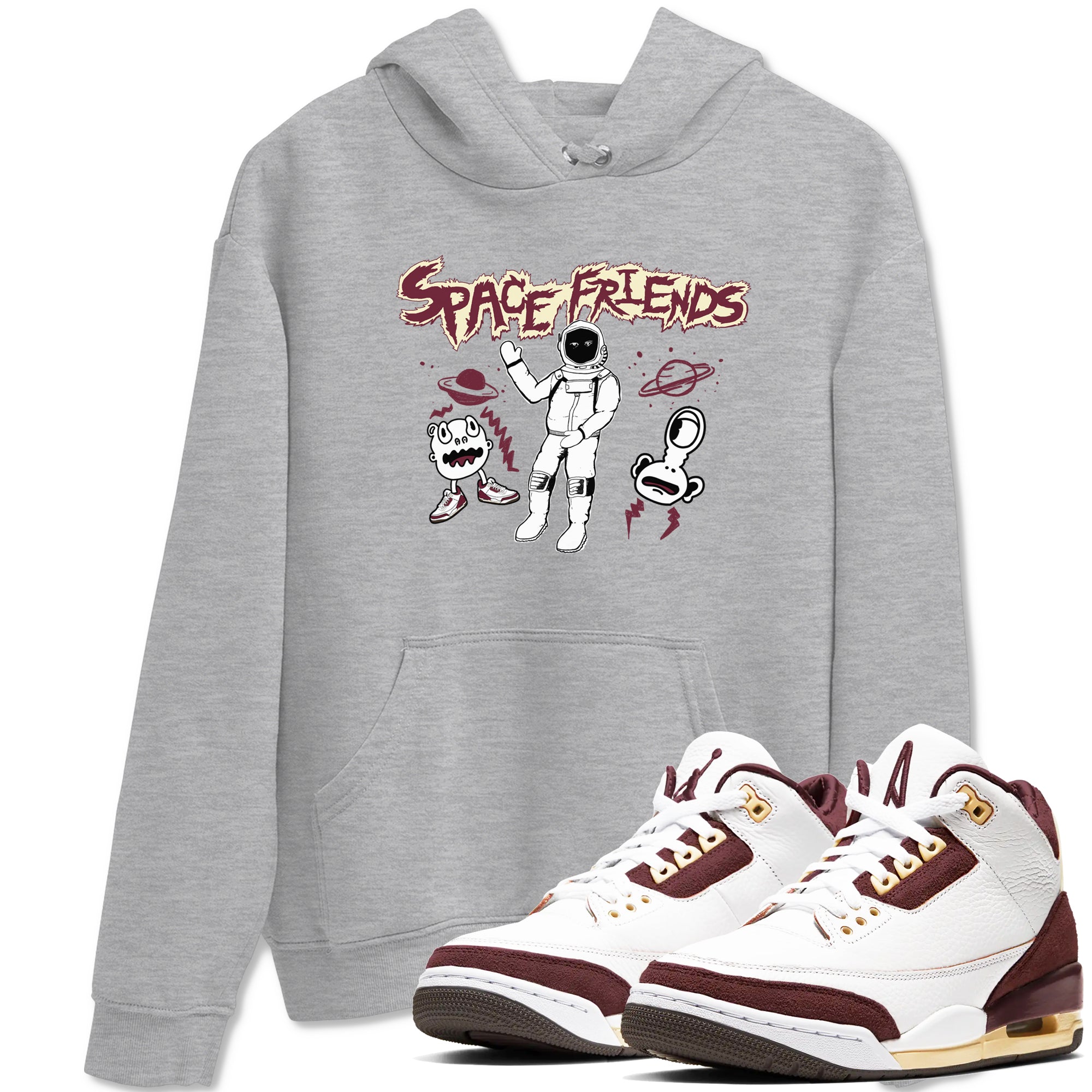 Space Friends snkmatch Tees - Air Jordan 3 A Ma Maniere x Burgundy Crush
