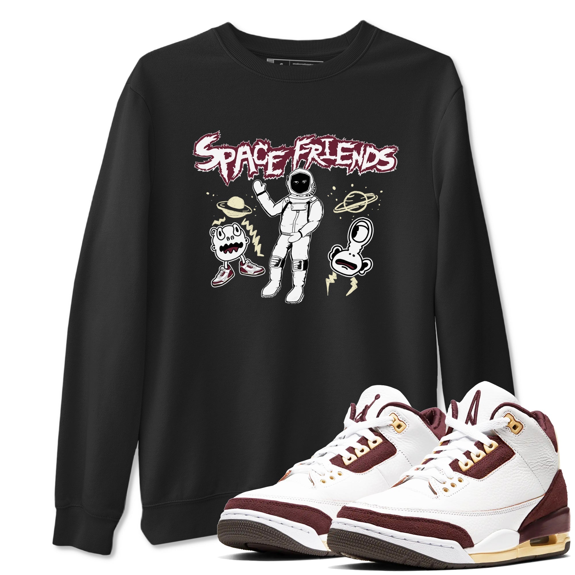 Space Friends snkmatch Tees - Air Jordan 3 A Ma Maniere x Burgundy Crush