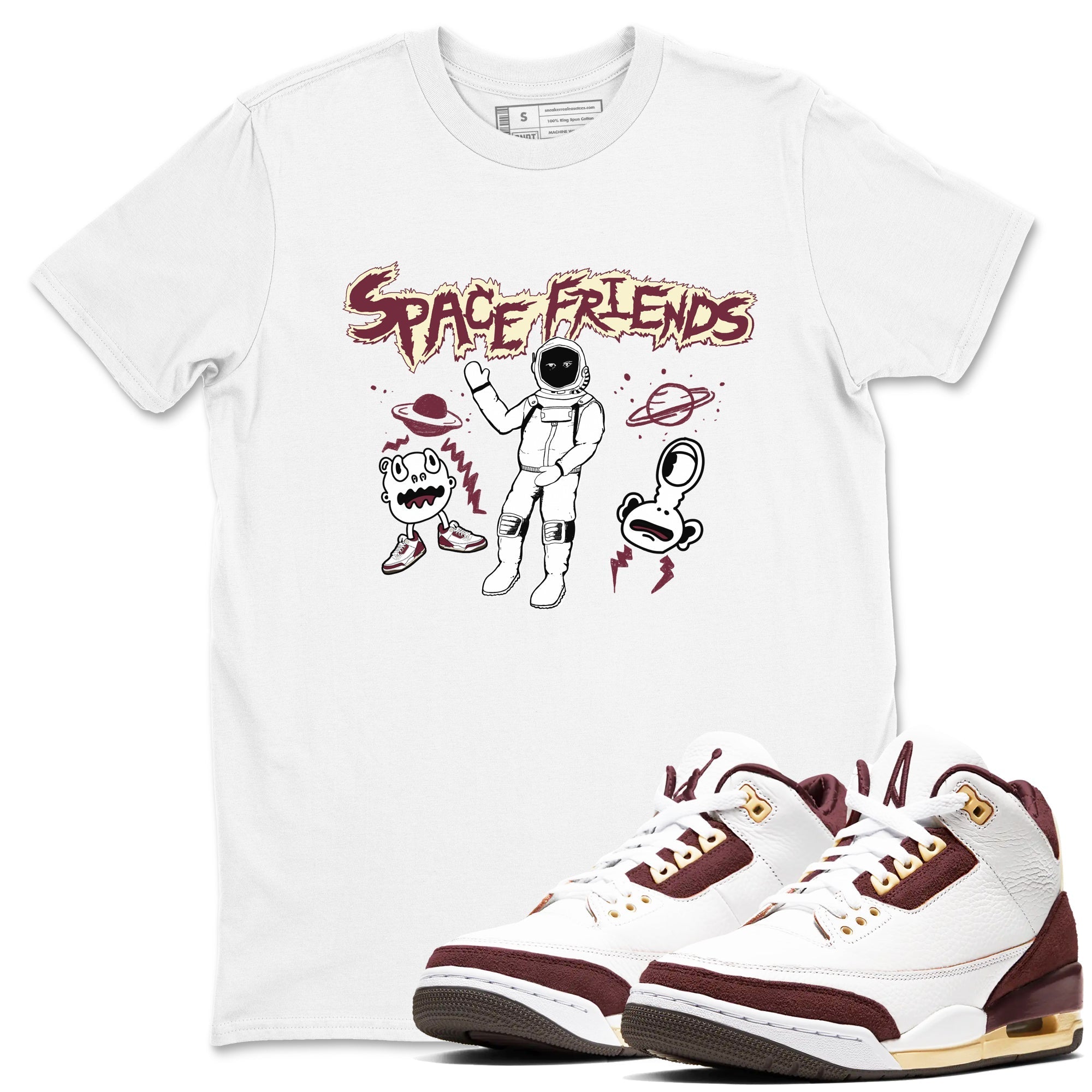 Space Friends snkmatch Tees - Air Jordan 3 A Ma Maniere x Burgundy Crush