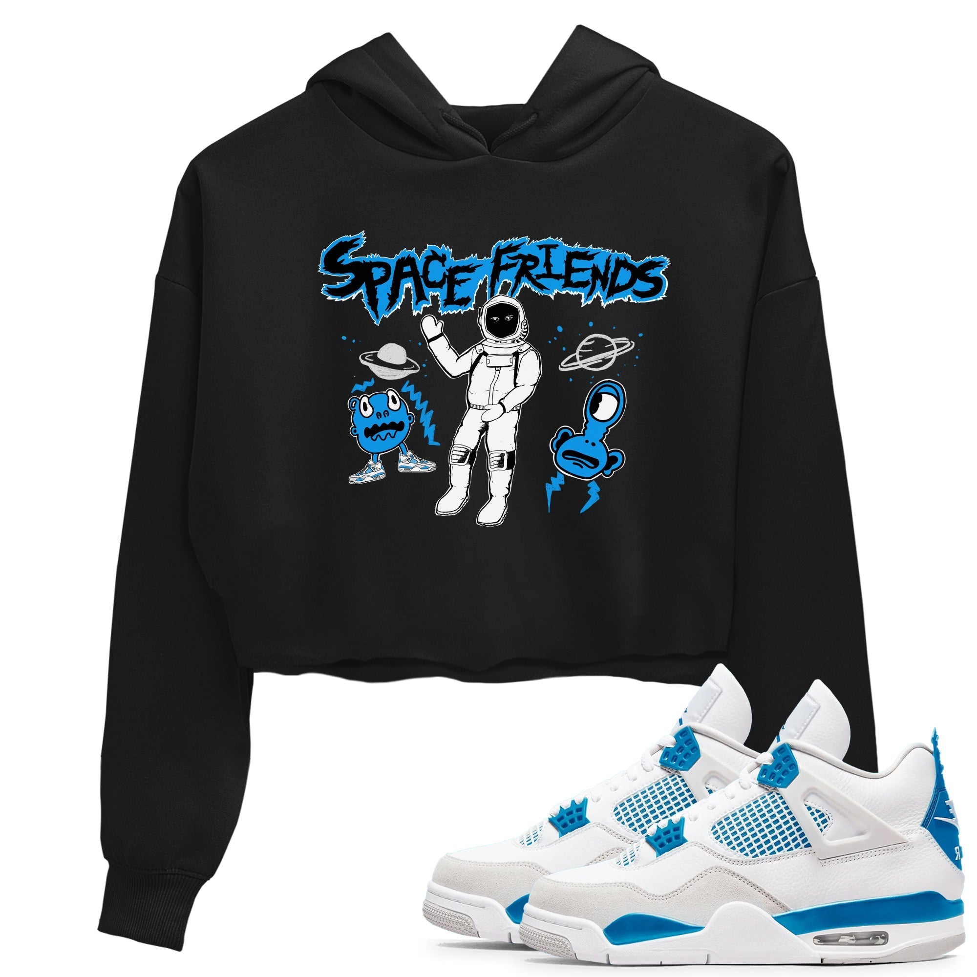 Space Friends snkmatch Women's Top - Air Jordan 4 Military Blue