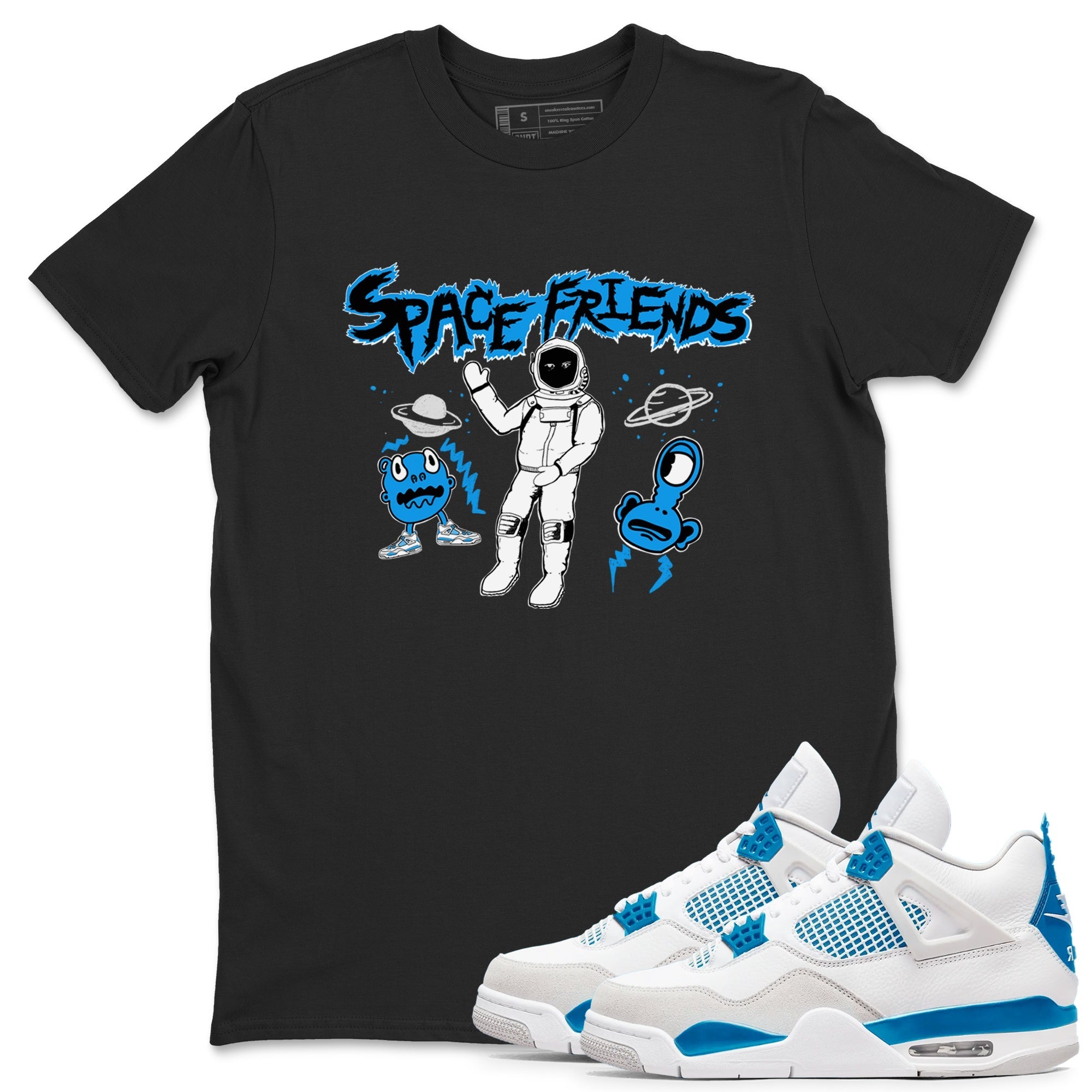 Space Friends snkmatch Tees - Air Jordan 4 Military Blue