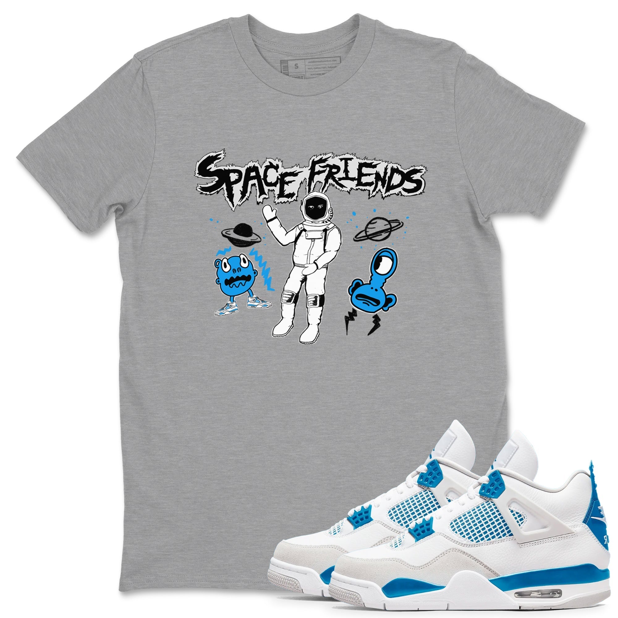 Space Friends snkmatch Tees - Air Jordan 4 Military Blue