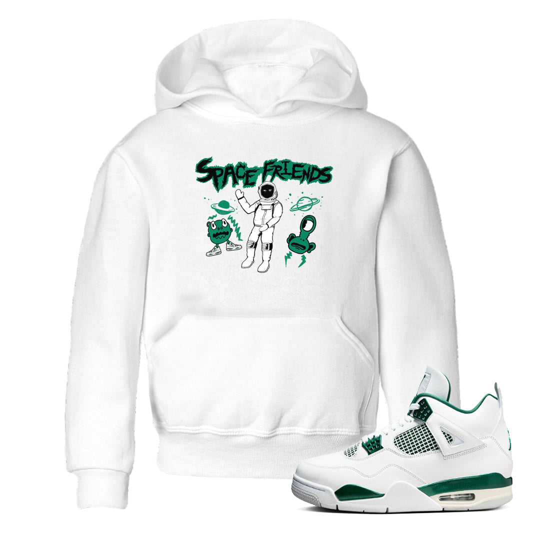 Space Friends snkmatch Tees Kids - Air Jordan 4 Oxidized Green