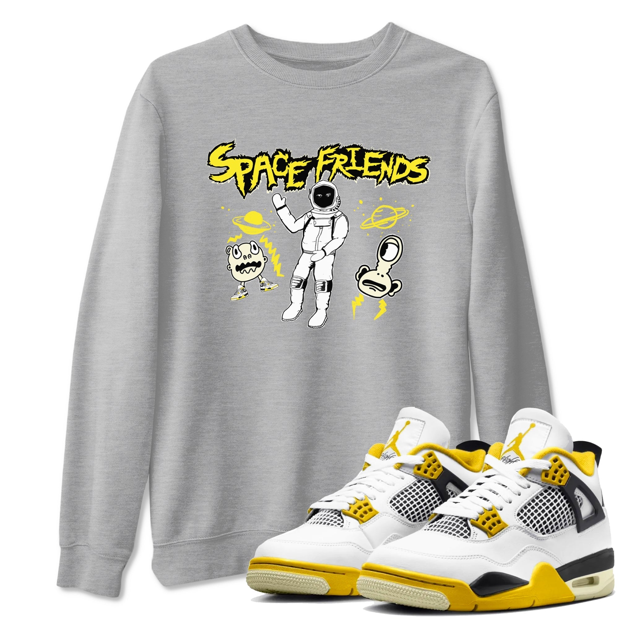 Space Friends snkmatch Tees - Air Jordan 4 Vivid Sulfur