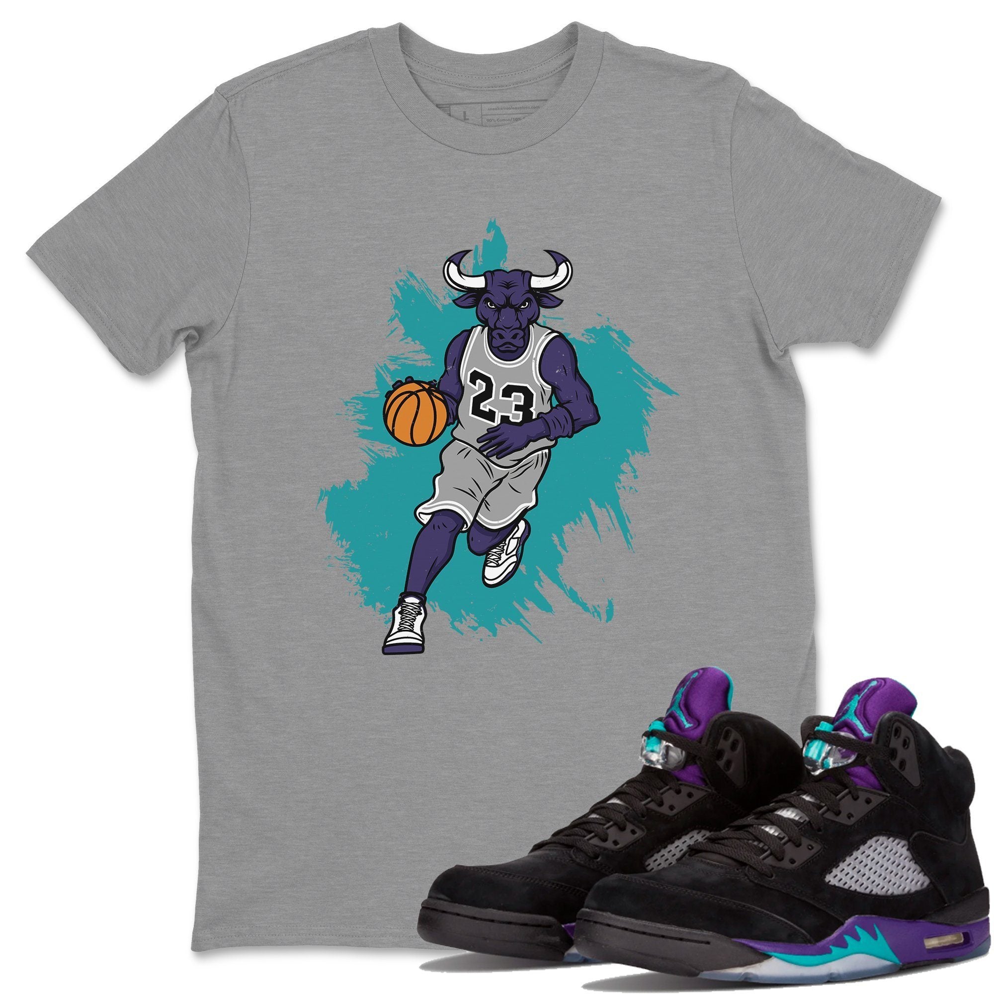 Bull Figure Unisex Tops - Air Jordan 5 Black Grape