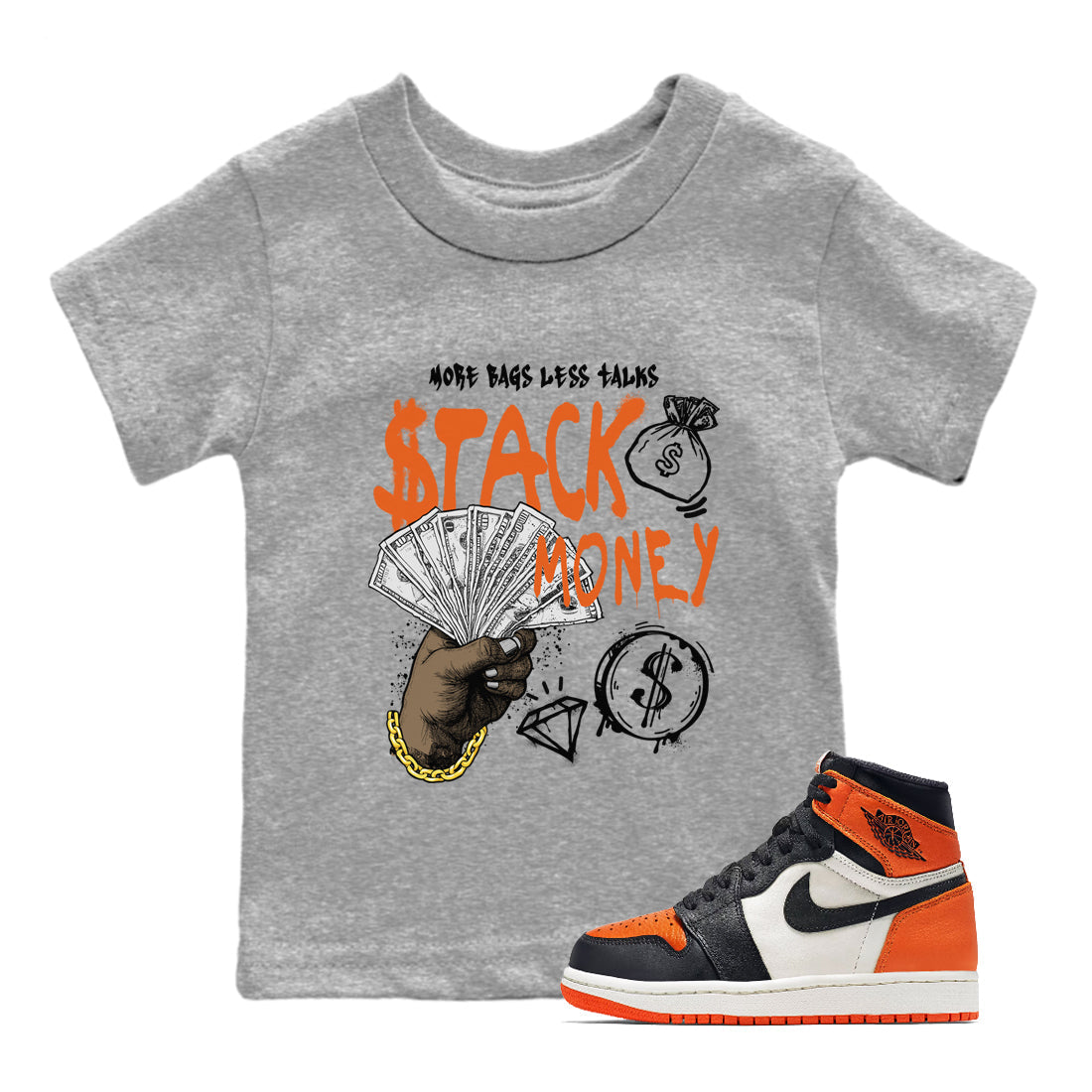 Stack Money snkmatch Tees Kids - Air Jordan 1 Shattered Backboard