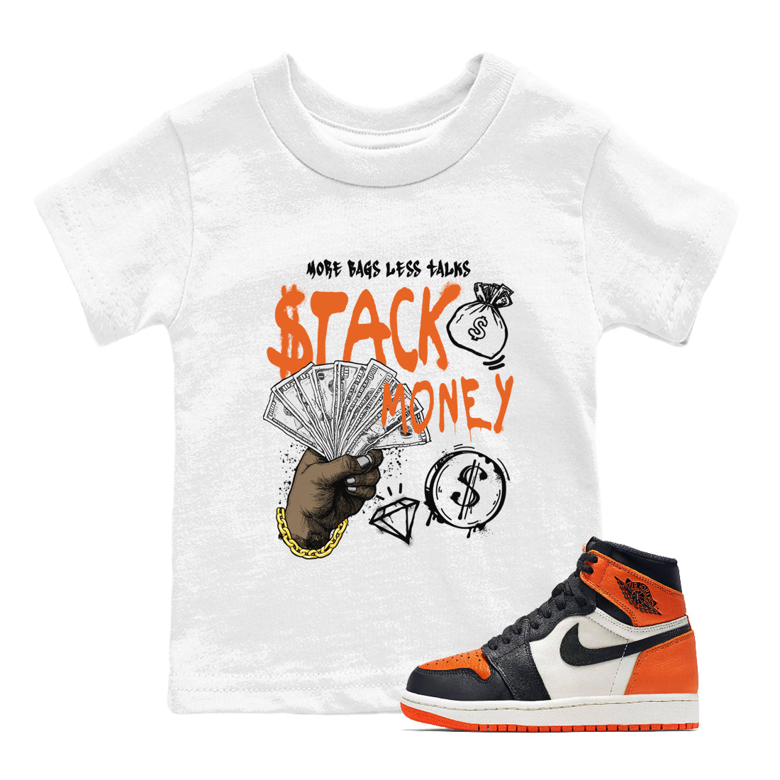 Stack Money snkmatch Tees Kids - Air Jordan 1 Shattered Backboard