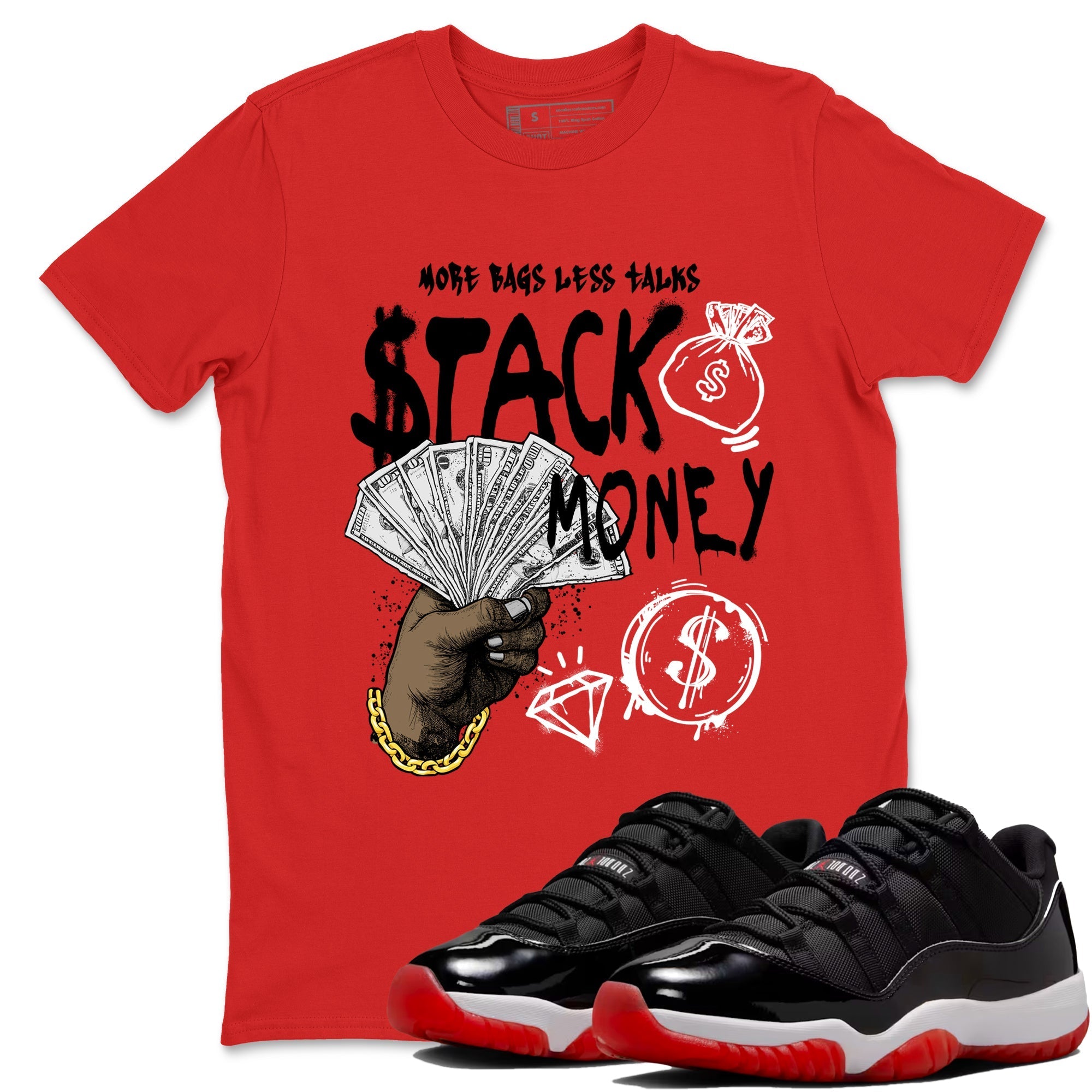 Stack Money snkmatch Tees - Air Jordan 11 Bred