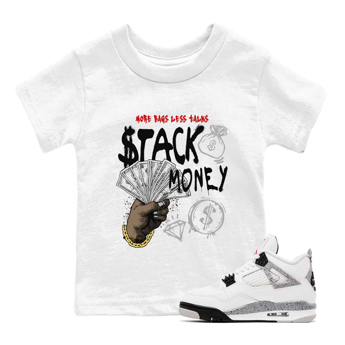 Stack Money snkmatch Tees Kids - Air Jordan 4 White Cement