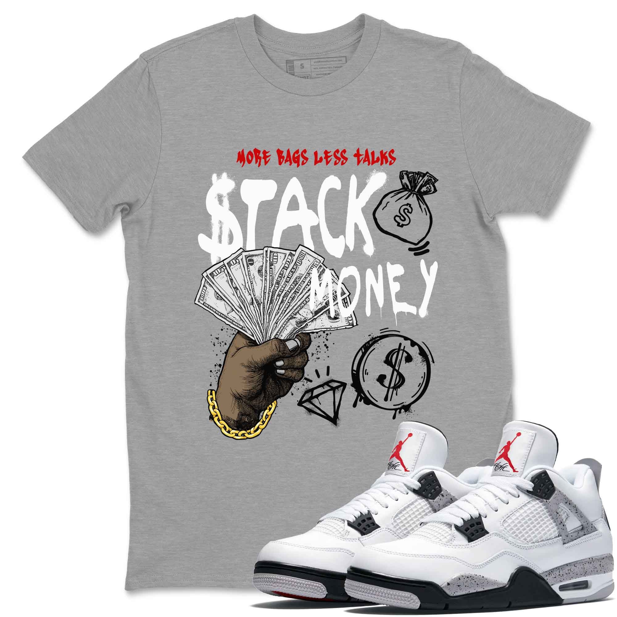 Stack Money snkmatch Tees - Air Jordan 4 White Cement