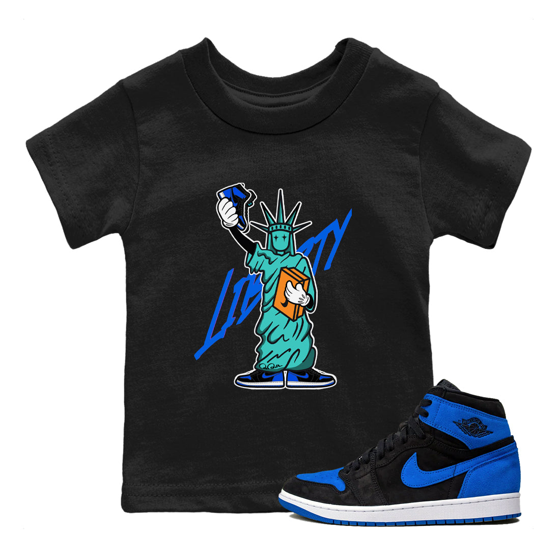 Statue Of Liberty snkmatch Tee Kids - Air Jordan 1 Royal Reimagined