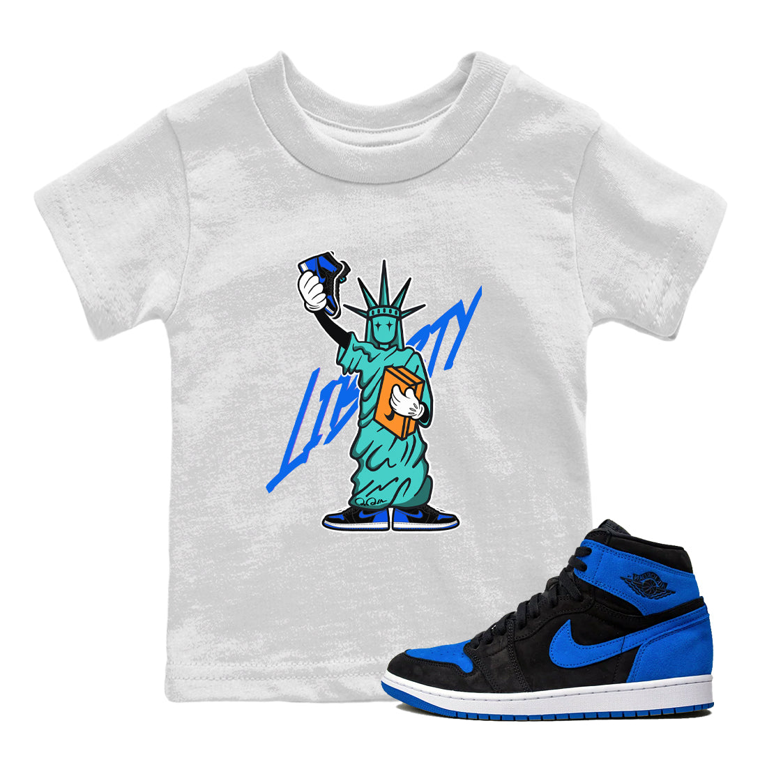 Statue Of Liberty snkmatch Tee Kids - Air Jordan 1 Royal Reimagined