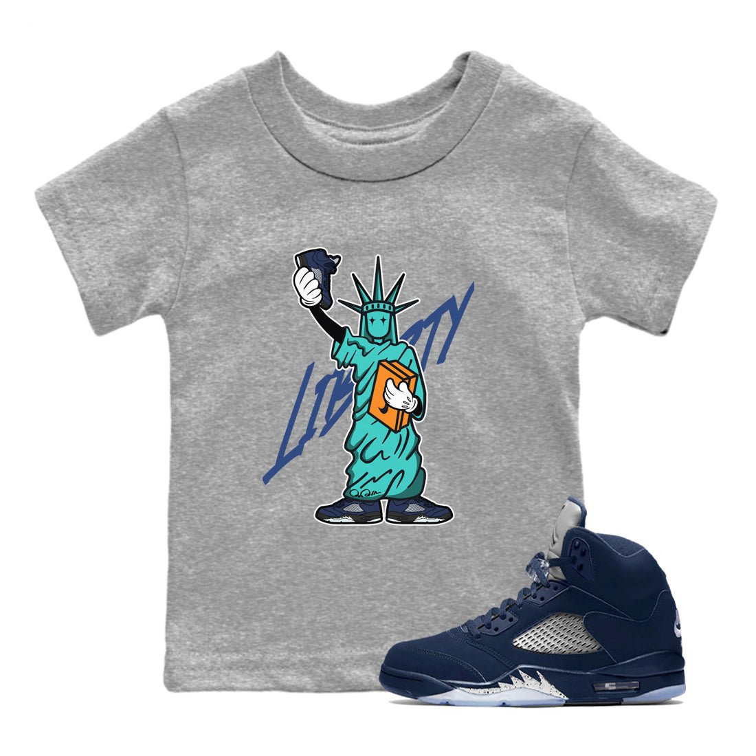Statue Of Liberty snkmatch Tee Kids - Air Jordan 5 Georgetown