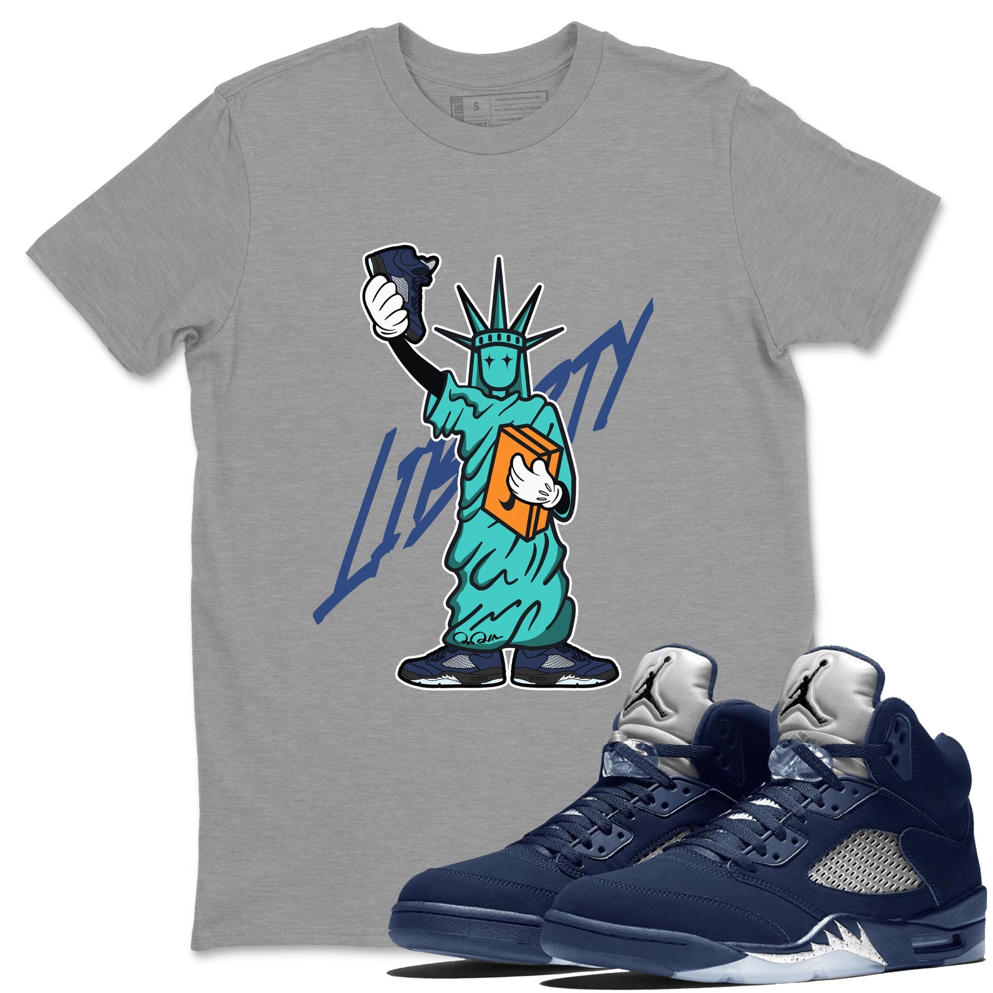 Statue Of Liberty snkmatch Tee - Air Jordan 5 Georgetown