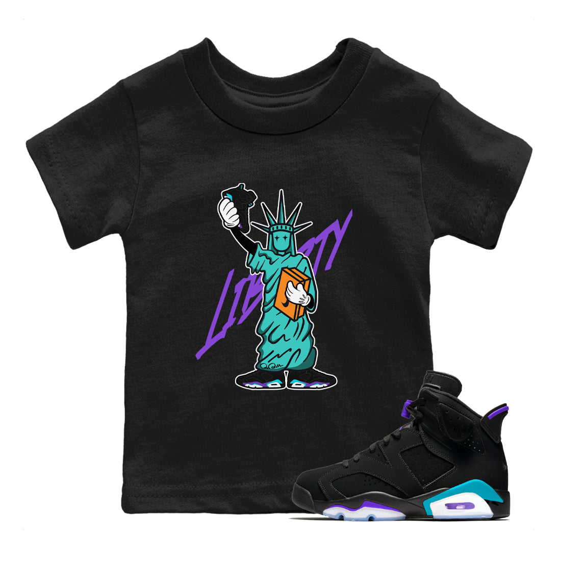 Statue Of Liberty snkmatch Tee Kids - Air Jordan 6 Aqua