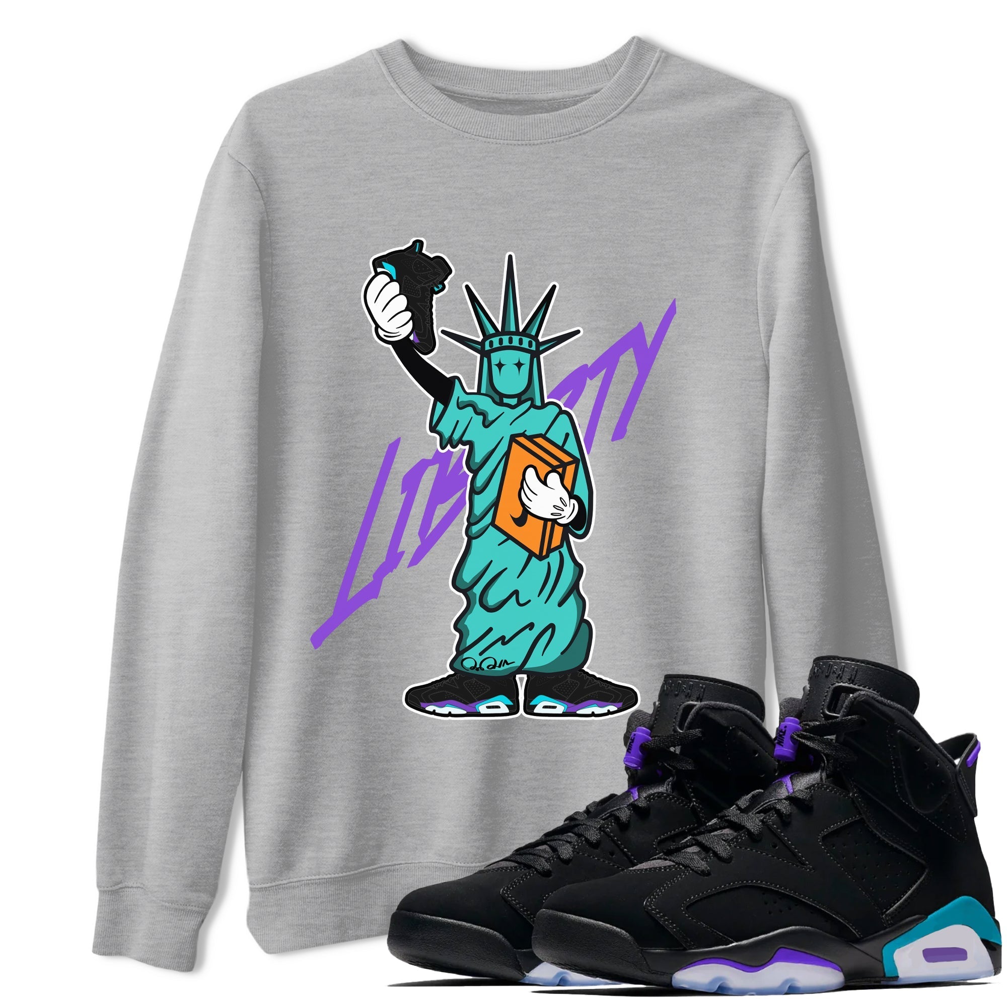 Statue Of Liberty snkmatch Tee - Air Jordan 6 Aqua