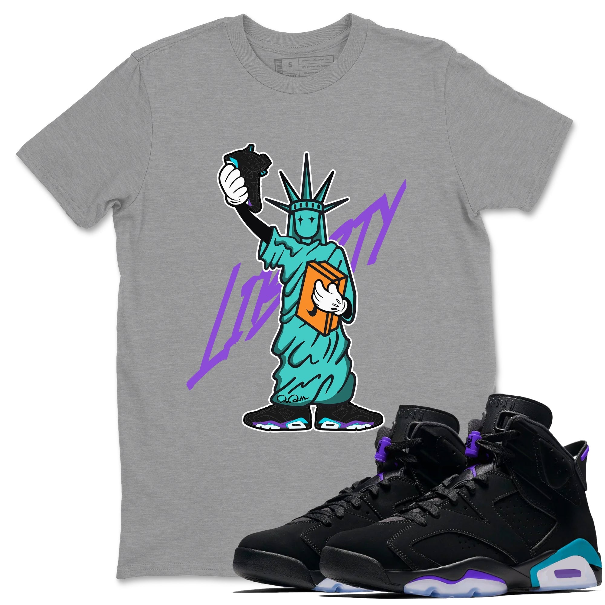Statue Of Liberty snkmatch Tee - Air Jordan 6 Aqua