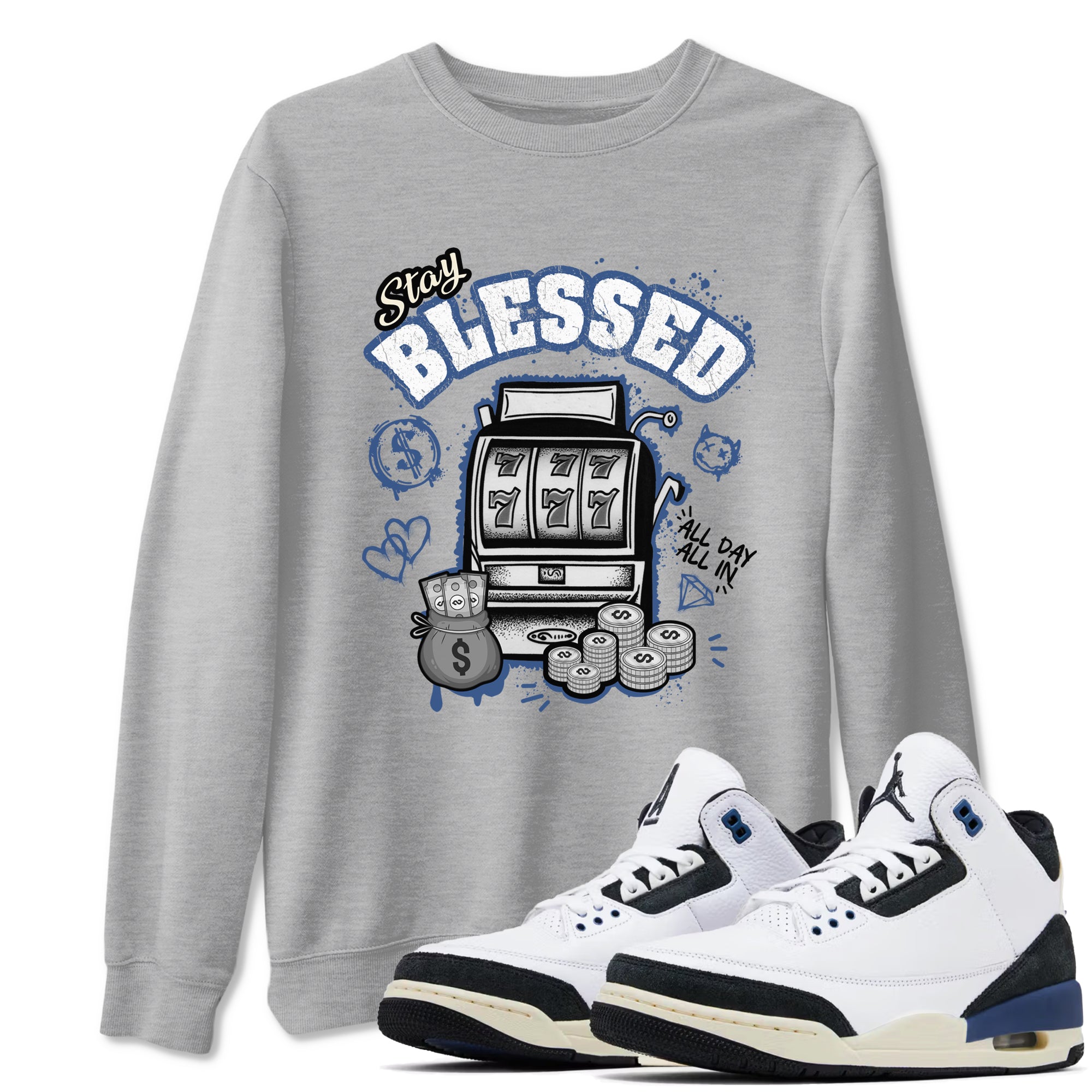 Stay Blessed snkmatch Tees - Air Jordan 3 A Ma Maniere x Diffused Blue