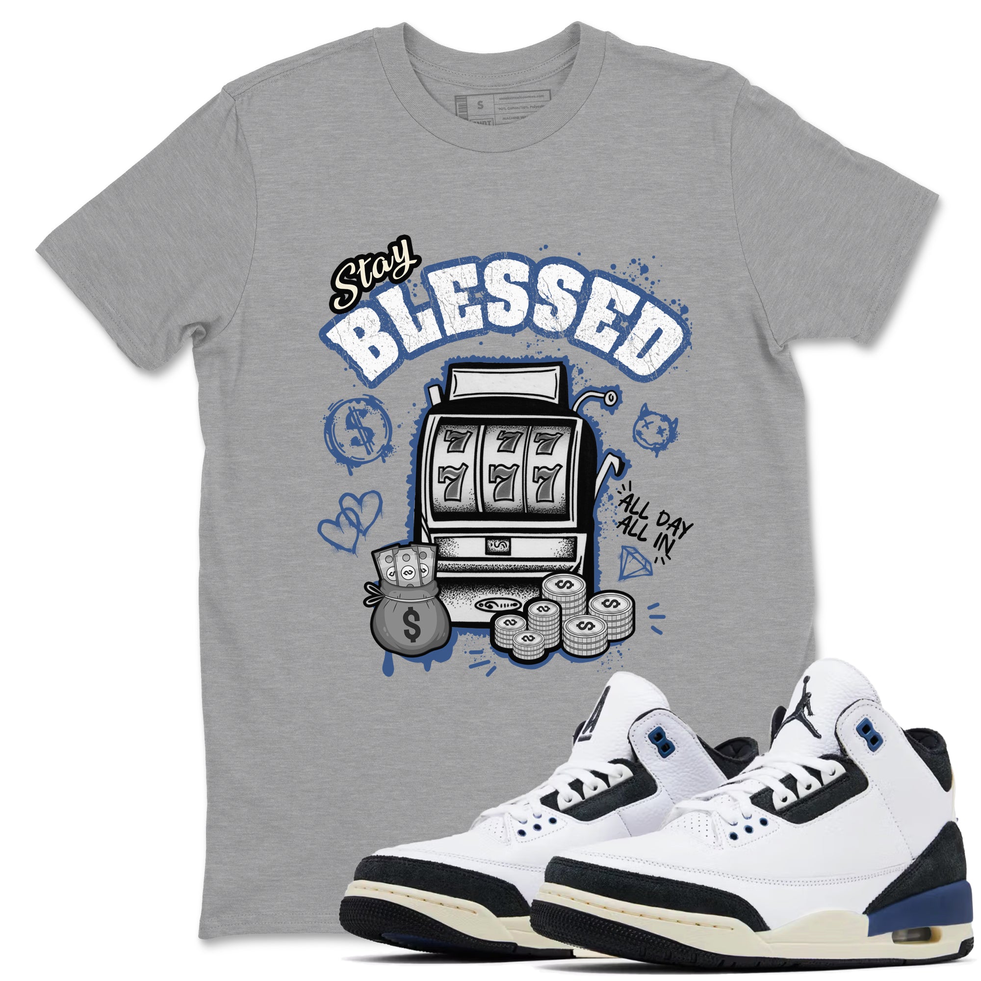 Stay Blessed snkmatch Tees - Air Jordan 3 A Ma Maniere x Diffused Blue