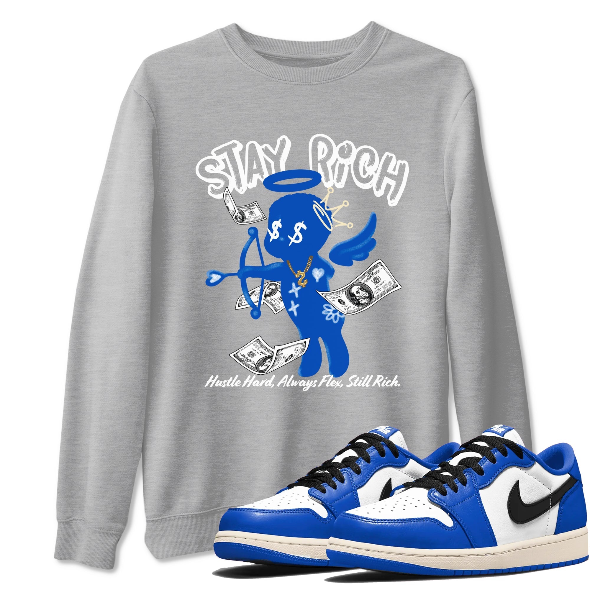 Stay Rich snkmatch Tees - Air Jordan 1 Game Royal
