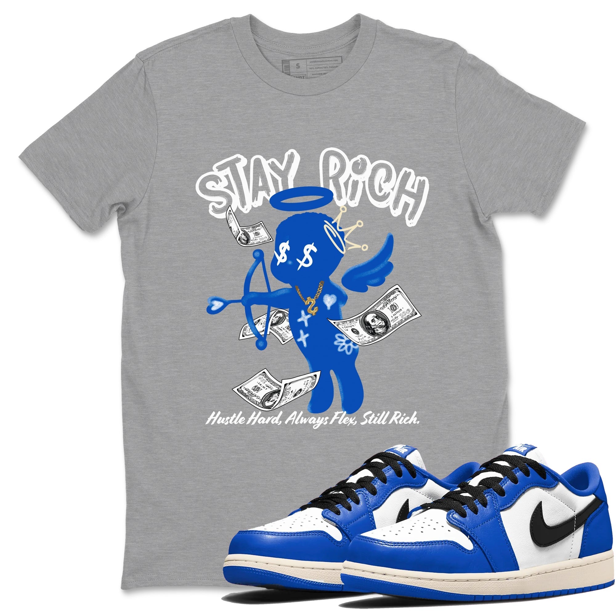 Stay Rich snkmatch Tees - Air Jordan 1 Game Royal