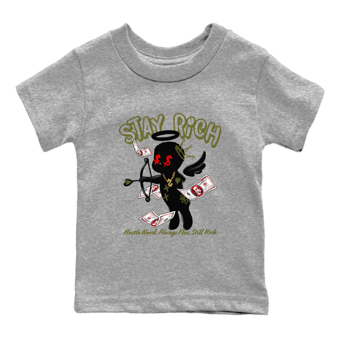 Stay Rich snkmatch Tees Kids - Air Jordan 1 Travis Scott Medium Olive