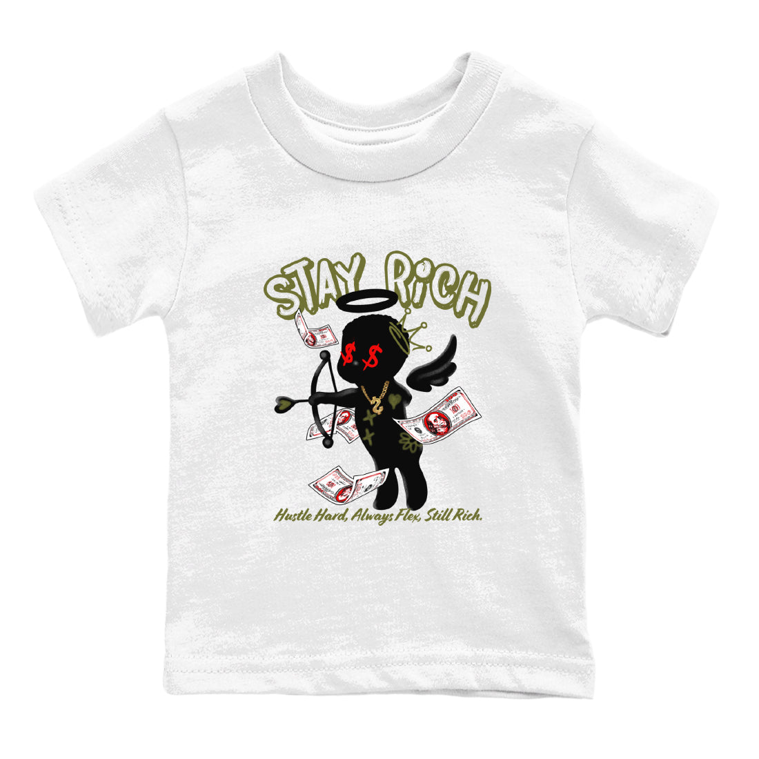Stay Rich snkmatch Tees Kids - Air Jordan 1 Travis Scott Medium Olive